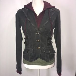 Nori Gray & Maroon Hooded Jacket